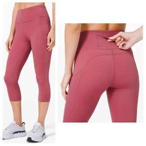 Lululemon Fast and Free Crop II non reflective Cherry Tint size 4